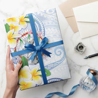 Northern Mariana Islands Chamorro Wrapping Paper Plumeria Curves Style White Version LT05 - Polynesian Pride
