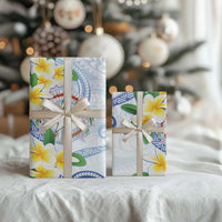 Northern Mariana Islands Chamorro Wrapping Paper Plumeria Curves Style White Version LT05 - Polynesian Pride