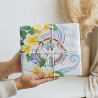 Northern Mariana Islands Chamorro Wrapping Paper Plumeria Curves Style White Version LT05 - Polynesian Pride