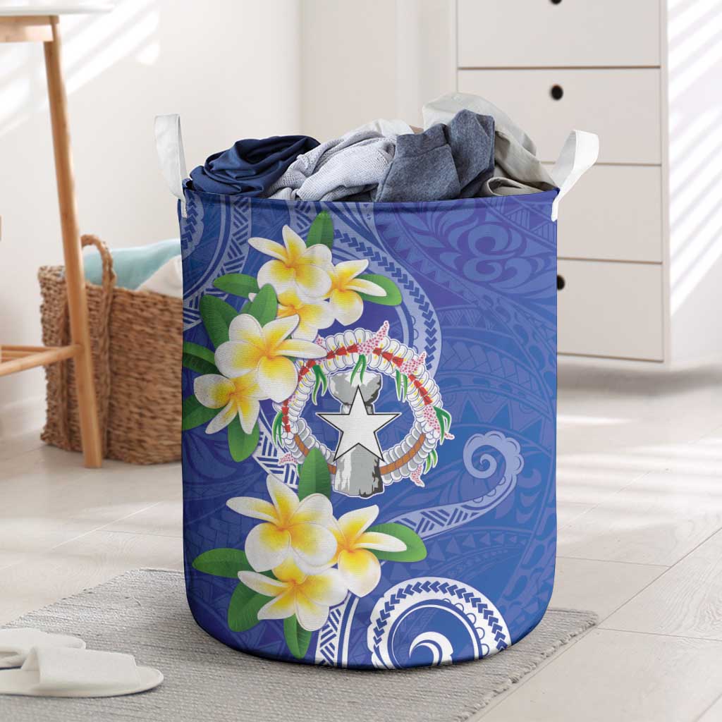 Northern Mariana Islands Chamorro Laundry Basket Plumeria Curves Style Navy Version LT05 Navy - Polynesian Pride