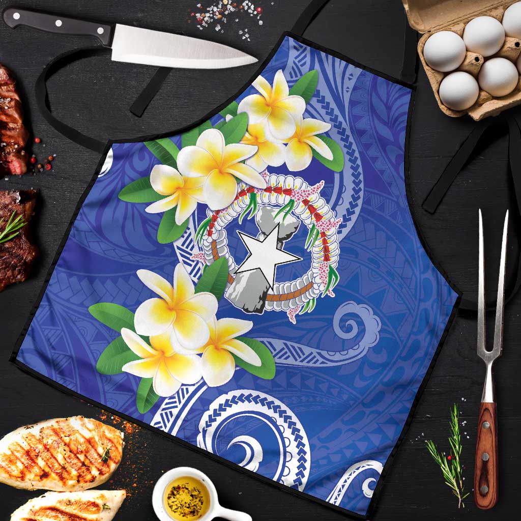Northern Mariana Islands Chamorro Apron Plumeria Curves Style Navy Version LT05 Navy - Polynesian Pride
