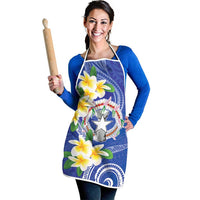Northern Mariana Islands Chamorro Apron Plumeria Curves Style Navy Version LT05 - Polynesian Pride