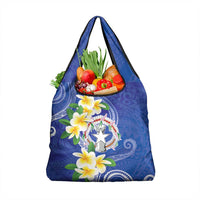 Northern Mariana Islands Chamorro Grocery Bag Plumeria Curves Style Navy Version LT05 1-pack One Size Navy - Polynesian Pride