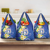 Northern Mariana Islands Chamorro Grocery Bag Plumeria Curves Style Navy Version LT05 3-pack One Size Navy - Polynesian Pride
