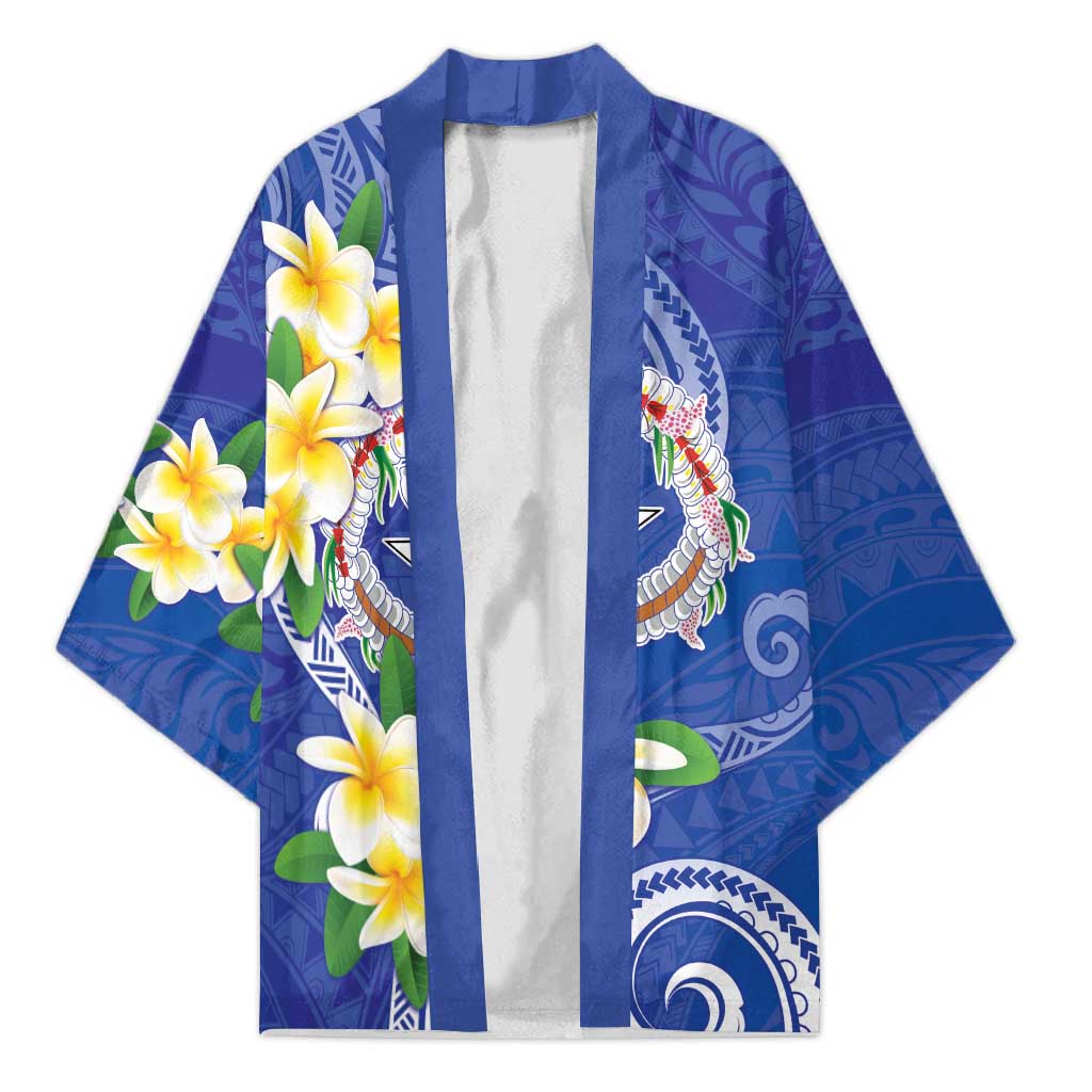 Northern Mariana Islands Chamorro Kimono Plumeria Curves Style Navy Version LT05 Unisex Navy - Polynesian Pride