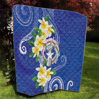 Northern Mariana Islands Chamorro Quilt Plumeria Curves Style Navy Version LT05 - Polynesian Pride