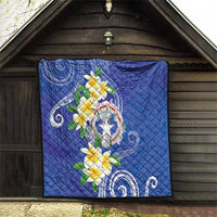 Northern Mariana Islands Chamorro Quilt Plumeria Curves Style Navy Version LT05 - Polynesian Pride