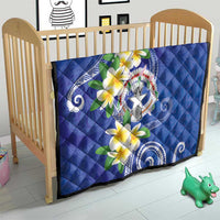 Northern Mariana Islands Chamorro Quilt Plumeria Curves Style Navy Version LT05 - Polynesian Pride