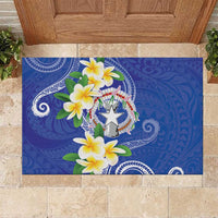 Northern Mariana Islands Chamorro Rubber Doormat Plumeria Curves Style Navy Version LT05 Navy - Polynesian Pride