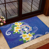 Northern Mariana Islands Chamorro Rubber Doormat Plumeria Curves Style Navy Version LT05 - Polynesian Pride