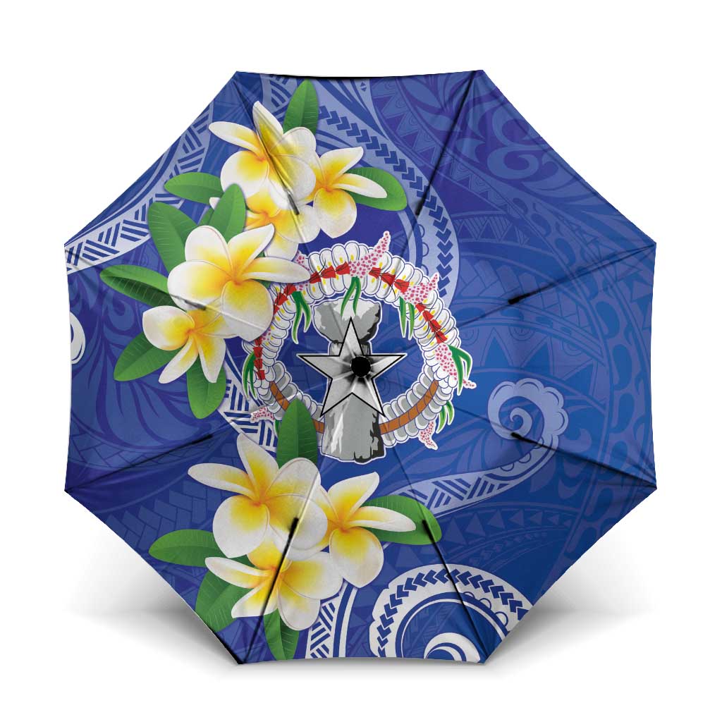 Northern Mariana Islands Chamorro Umbrella Plumeria Curves Style Navy Version LT05 One Size Folded 11.42 inch Opened Diameter 37.4 inch Navy - Polynesian Pride
