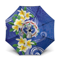 Northern Mariana Islands Chamorro Umbrella Plumeria Curves Style Navy Version LT05 One Size Folded 11.42 inch Opened Diameter 37.4 inch Navy - Polynesian Pride