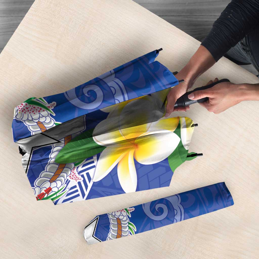 Northern Mariana Islands Chamorro Umbrella Plumeria Curves Style Navy Version LT05 - Polynesian Pride
