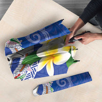 Northern Mariana Islands Chamorro Umbrella Plumeria Curves Style Navy Version LT05 - Polynesian Pride