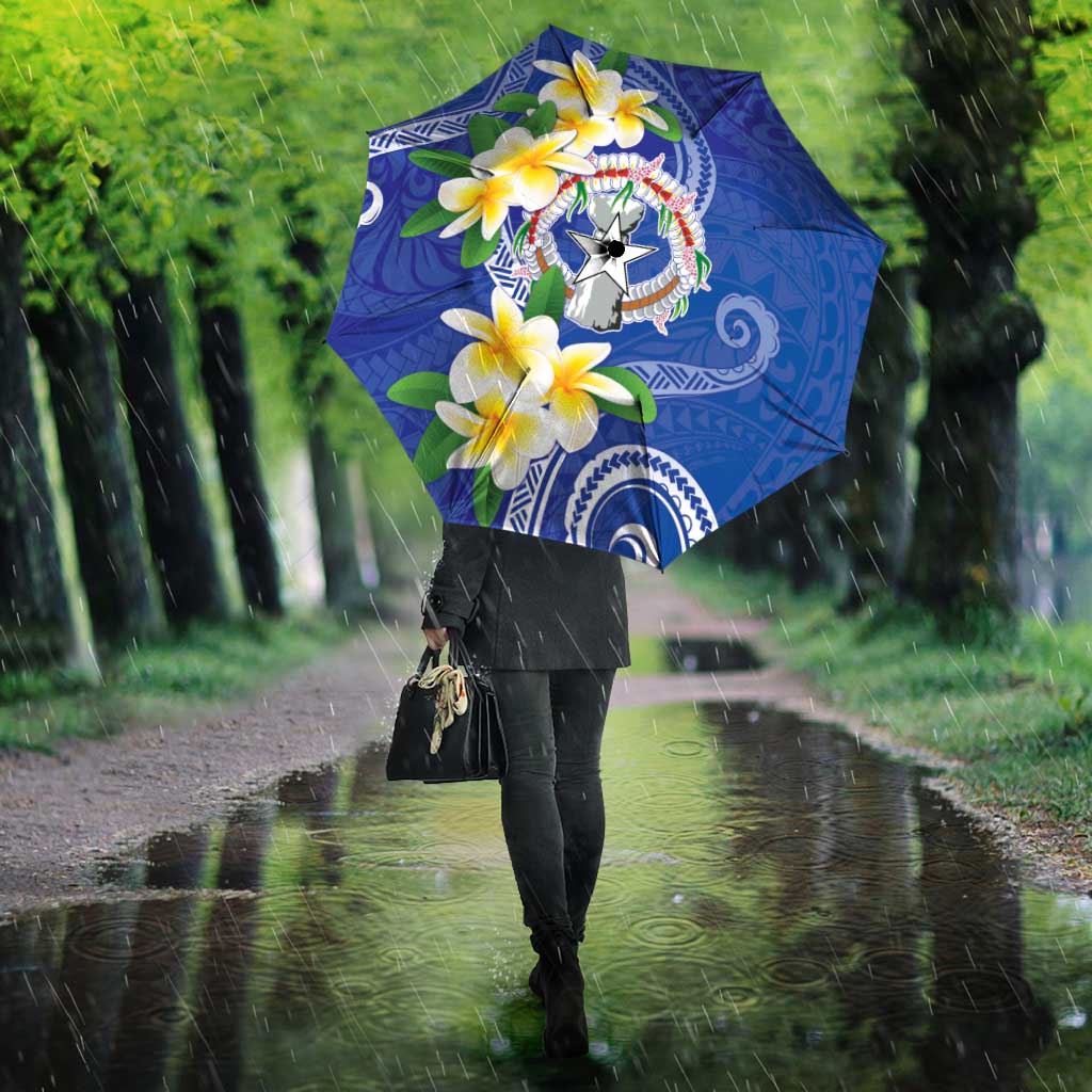 Northern Mariana Islands Chamorro Umbrella Plumeria Curves Style Navy Version LT05 - Polynesian Pride