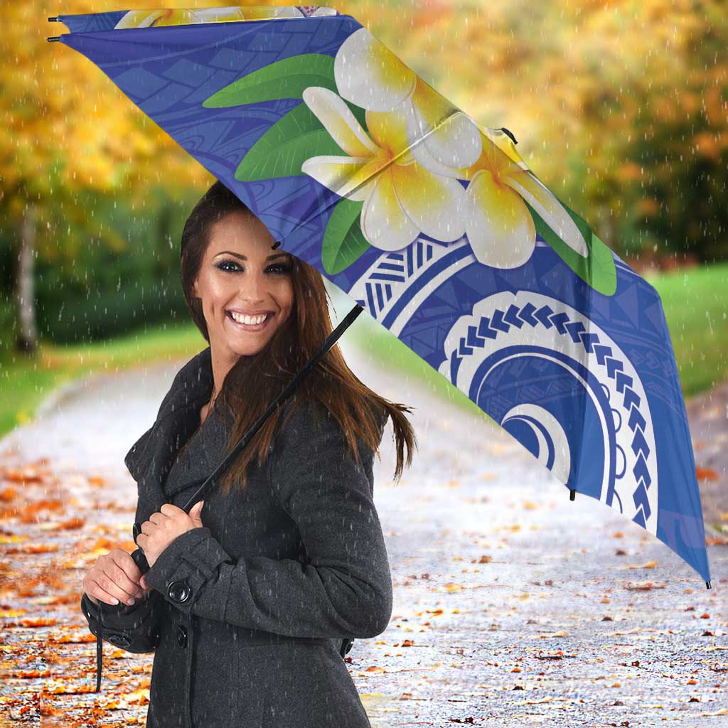 Northern Mariana Islands Chamorro Umbrella Plumeria Curves Style Navy Version LT05 - Polynesian Pride