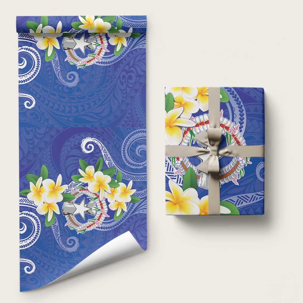 Northern Mariana Islands Chamorro Wrapping Paper Plumeria Curves Style Navy Version LT05 58" × 23" Navy - Polynesian Pride