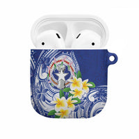 Northern Mariana Islands AirPods Case Polynesian Pattern With Frangipani LT05 Navy - Polynesian Pride
