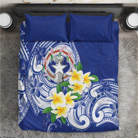 Northern Mariana Islands Bedding Set Polynesian Pattern With Frangipani LT05 Navy - Polynesian Pride