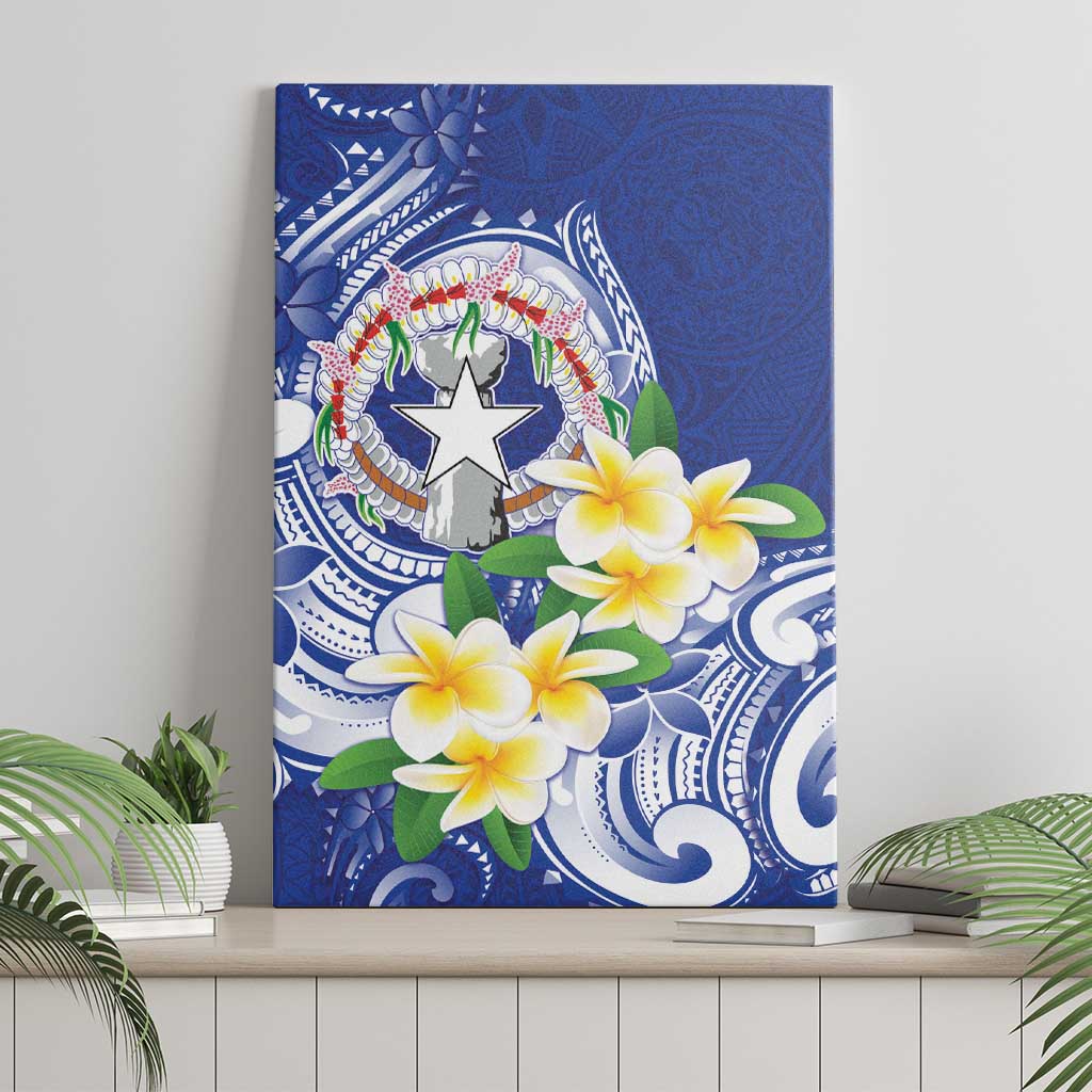 Northern Mariana Islands Canvas Wall Art Polynesian Pattern With Frangipani LT05 - Polynesian Pride