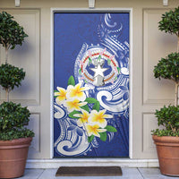 Northern Mariana Islands Door Cover Polynesian Pattern With Frangipani LT05 Navy - Polynesian Pride