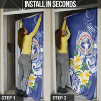 Northern Mariana Islands Door Cover Polynesian Pattern With Frangipani LT05 - Polynesian Pride