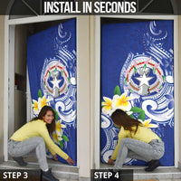 Northern Mariana Islands Door Cover Polynesian Pattern With Frangipani LT05 - Polynesian Pride