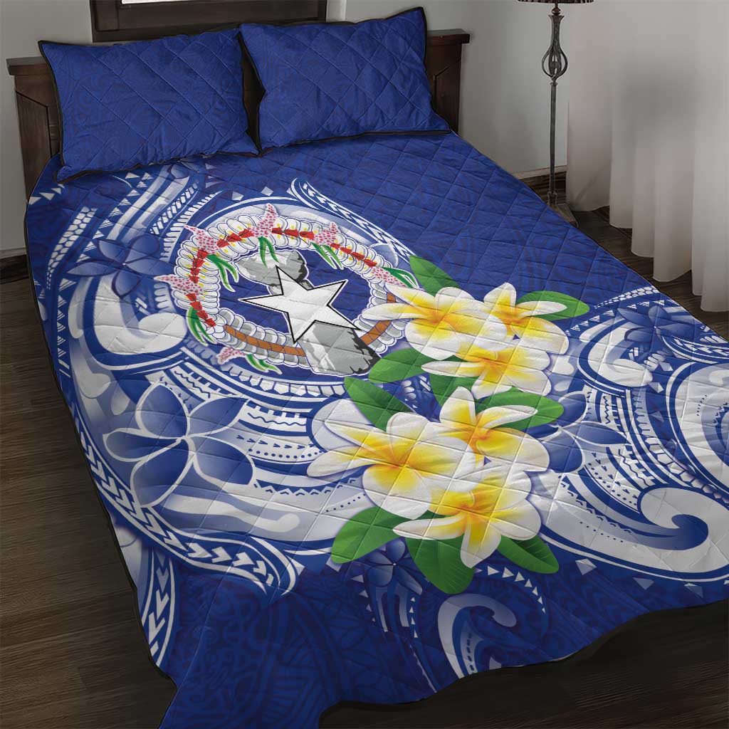 Northern Mariana Islands Quilt Bed Set Polynesian Pattern With Frangipani LT05 Navy - Polynesian Pride