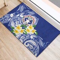Northern Mariana Islands Rubber Doormat Polynesian Pattern With Frangipani LT05 - Polynesian Pride