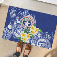 Northern Mariana Islands Rubber Doormat Polynesian Pattern With Frangipani LT05 - Polynesian Pride