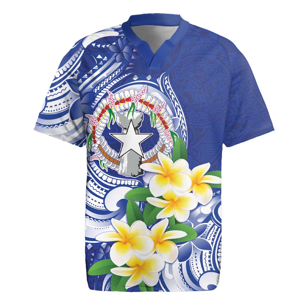Northern Mariana Islands Rugby Jersey Polynesian Pattern With Frangipani LT05 Navy - Polynesian Pride