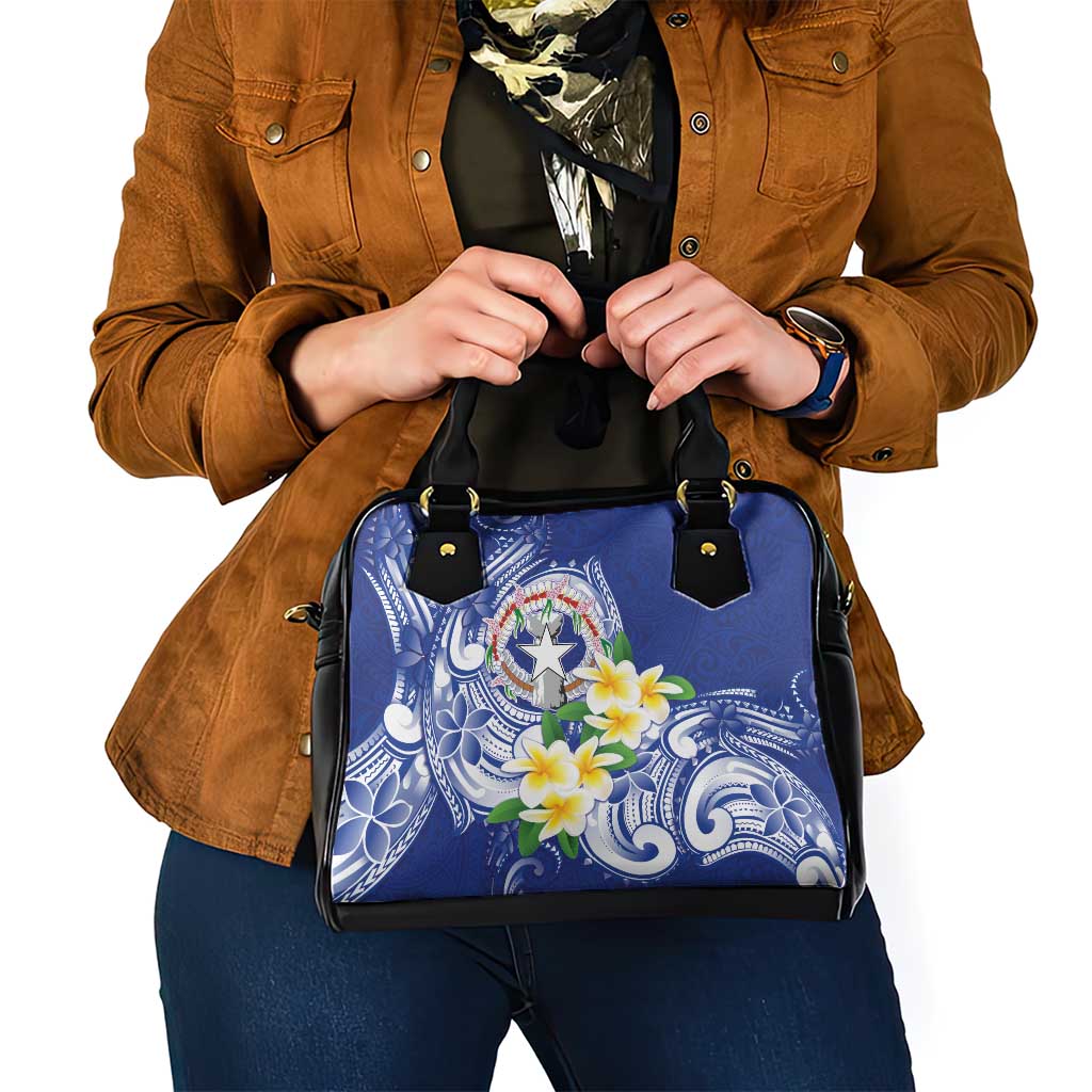 Northern Mariana Islands Shoulder Handbag Polynesian Pattern With Frangipani LT05 - Polynesian Pride