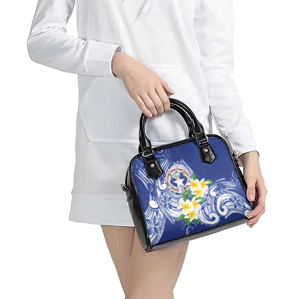 Northern Mariana Islands Shoulder Handbag Polynesian Pattern With Frangipani LT05 - Polynesian Pride