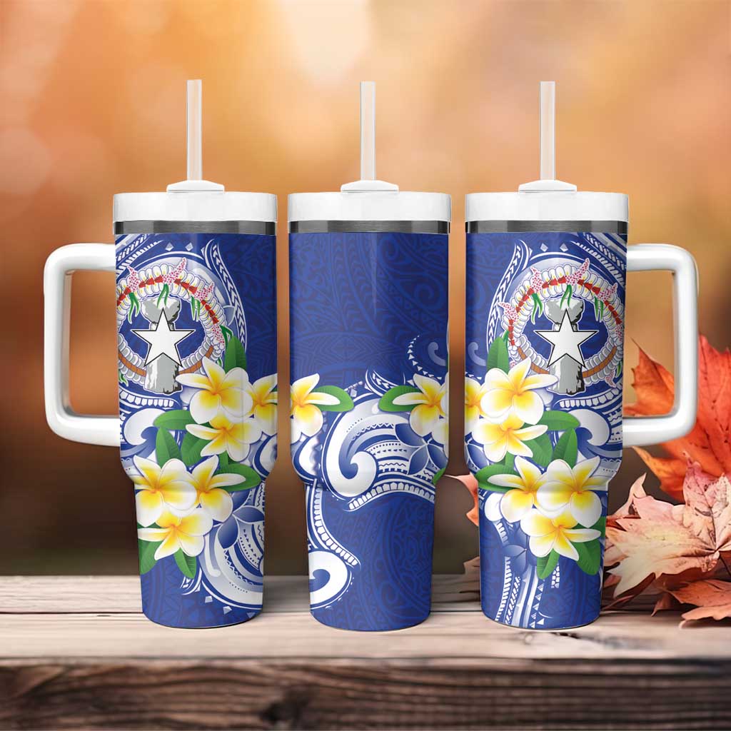 Northern Mariana Islands Tumbler With Handle Polynesian Pattern With Frangipani LT05 - Polynesian Pride