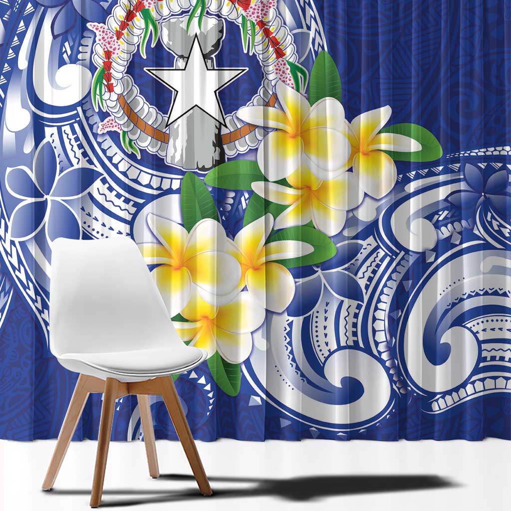 Northern Mariana Islands Window Curtain Polynesian Pattern With Frangipani LT05 - Polynesian Pride