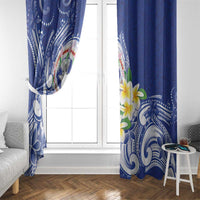 Northern Mariana Islands Window Curtain Polynesian Pattern With Frangipani LT05 - Polynesian Pride