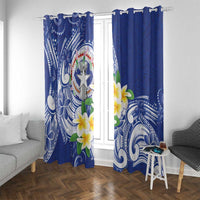 Northern Mariana Islands Window Curtain Polynesian Pattern With Frangipani LT05 With Grommets Navy - Polynesian Pride