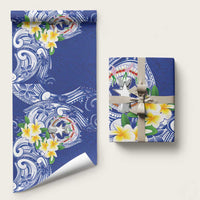 Northern Mariana Islands Wrapping Paper Polynesian Pattern With Frangipani LT05 58" × 23" Navy - Polynesian Pride