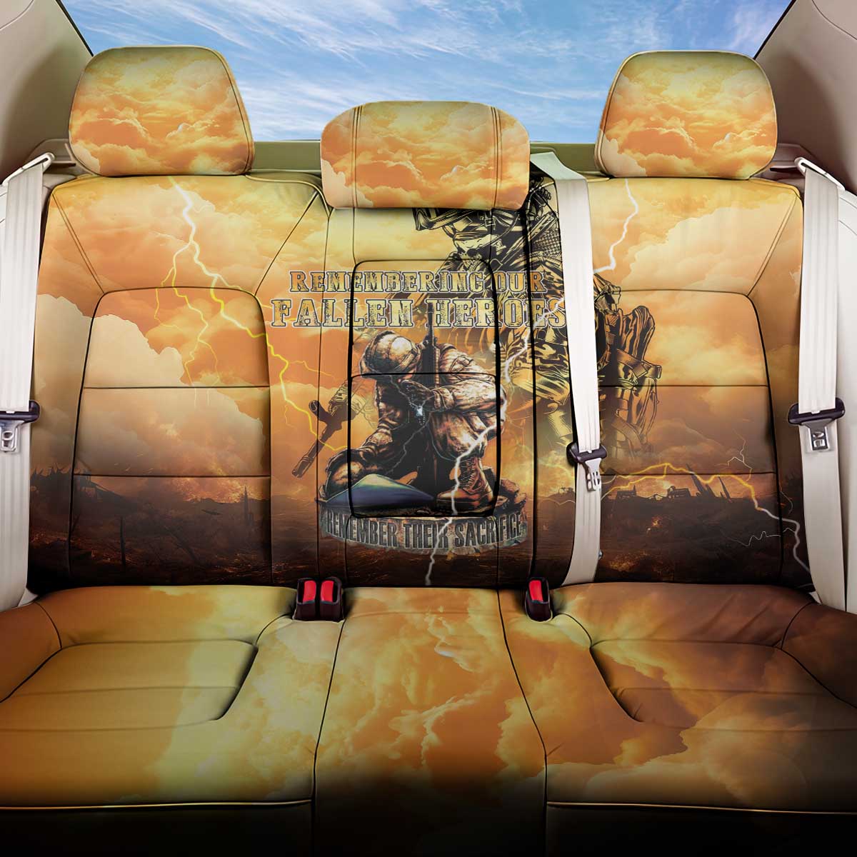 Hawaii Memorial Day Back Car Seat Cover Remember Their Sacrifice LT05 One Size Yellow - Polynesian Pride