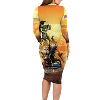 Hawaii Memorial Day Long Sleeve Bodycon Dress Remember Their Sacrifice LT05 - Polynesian Pride