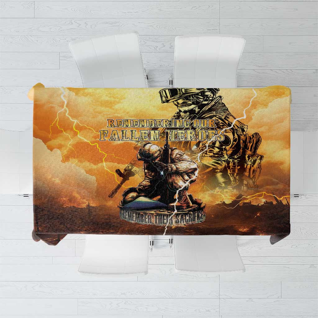 Hawaii Memorial Day Tablecloth Remember Their Sacrifice LT05 Yellow - Polynesian Pride