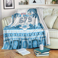 Fiji 679 Constitution Day Blanket Fijian Tapa Pattern LT05 Blue - Polynesian Pride