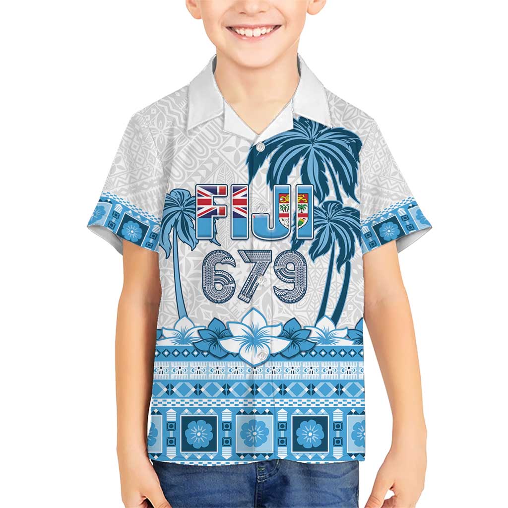Fiji 679 Constitution Day Kid Hawaiian Shirt Fijian Tapa Pattern LT05 Kid Blue - Polynesian Pride