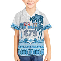 Fiji 679 Constitution Day Kid Hawaiian Shirt Fijian Tapa Pattern LT05 Kid Blue - Polynesian Pride