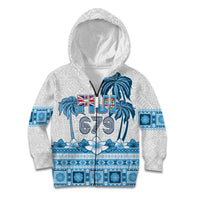 Fiji 679 Constitution Day Kid Hoodie Fijian Tapa Pattern LT05 Zip Hoodie Blue - Polynesian Pride
