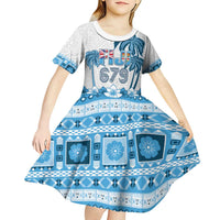 Fiji 679 Constitution Day Kid Short Sleeve Dress Fijian Tapa Pattern LT05 - Polynesian Pride