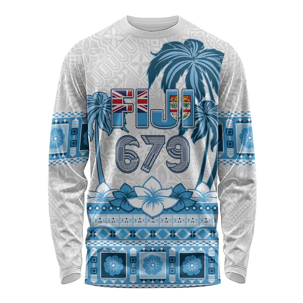 Fiji 679 Constitution Day Long Sleeve Shirt Fijian Tapa Pattern LT05 Unisex Blue - Polynesian Pride