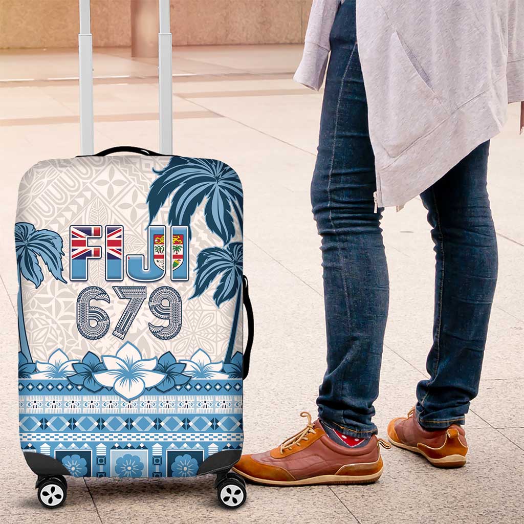 Fiji 679 Constitution Day Luggage Cover Fijian Tapa Pattern LT05 Blue - Polynesian Pride