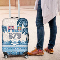 Fiji 679 Constitution Day Luggage Cover Fijian Tapa Pattern LT05 Blue - Polynesian Pride