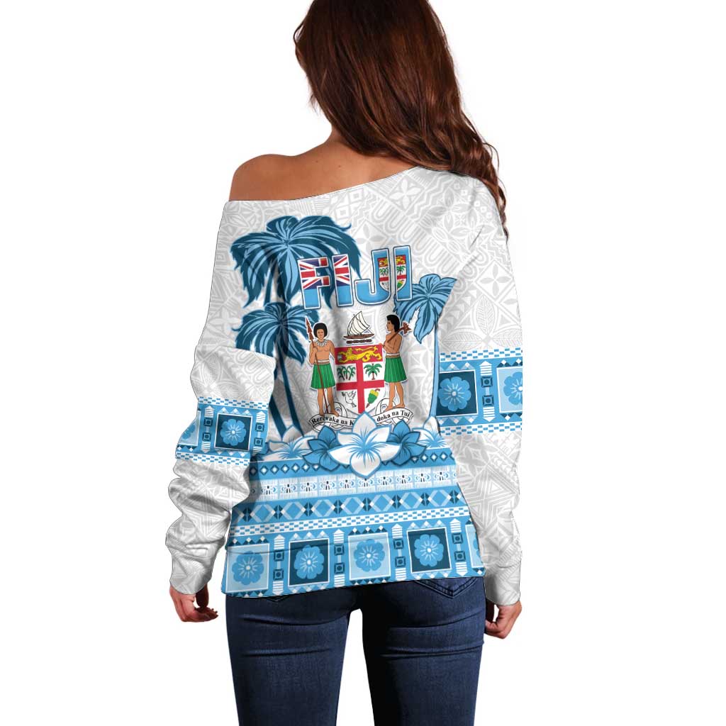 Fiji 679 Constitution Day Off Shoulder Sweater Fijian Tapa Pattern LT05 - Polynesian Pride